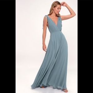 NWT Lulus Slate Blue Backless Maxi Dress
